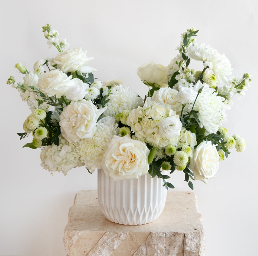 LuxuryWhiteBouquetwithVase - Rainbow Floral