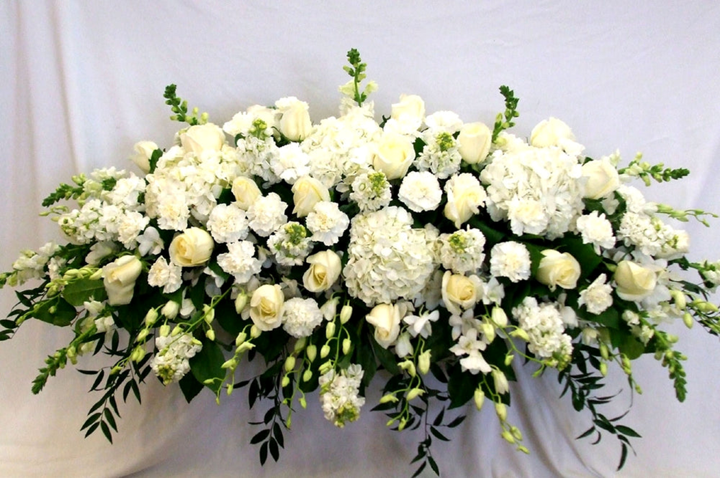ExtraLargeWhiteCasketSpray - Rainbow Floral