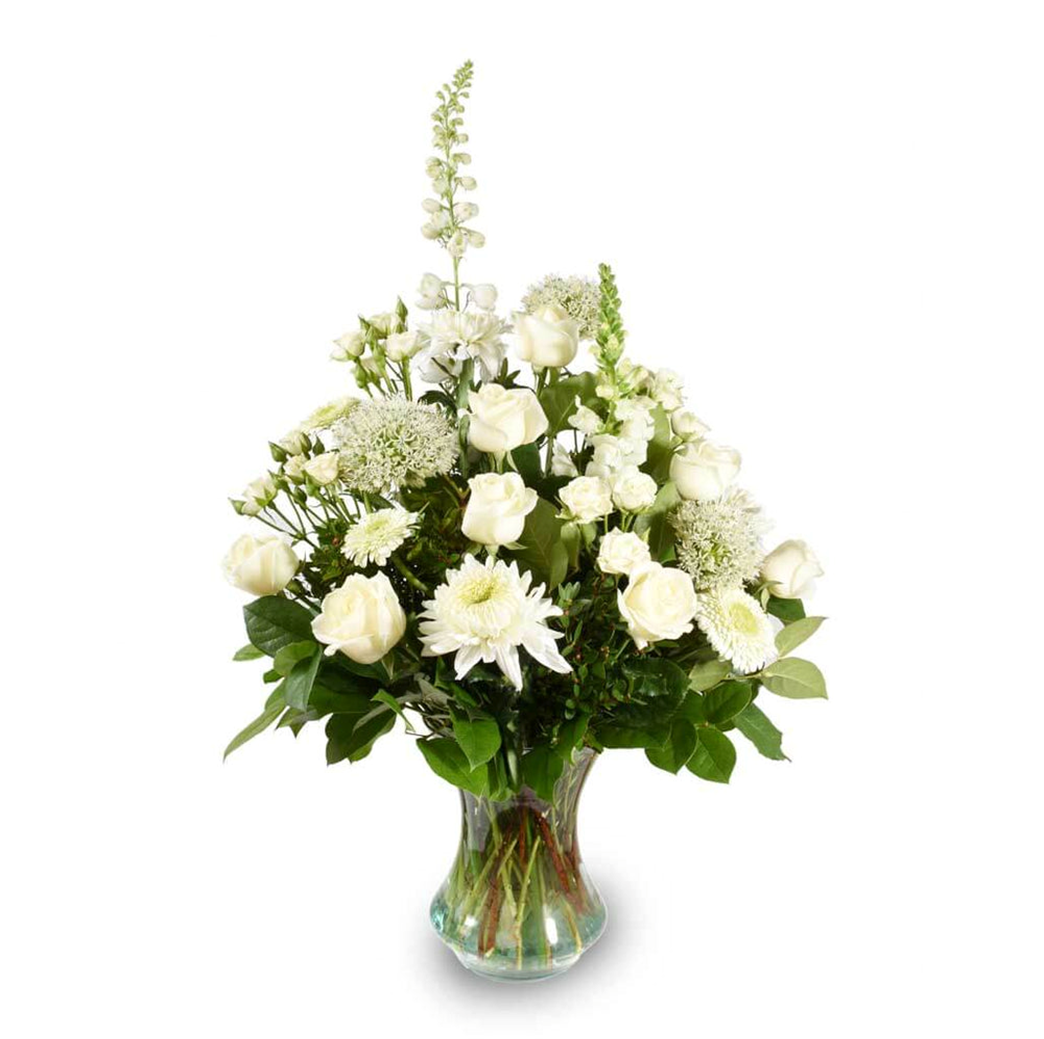 SympathyBouquetwithVase - Rainbow Floral