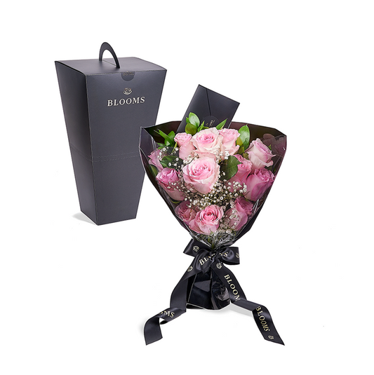 Valentine's Day 12 Stem Pink Rose Bouquet